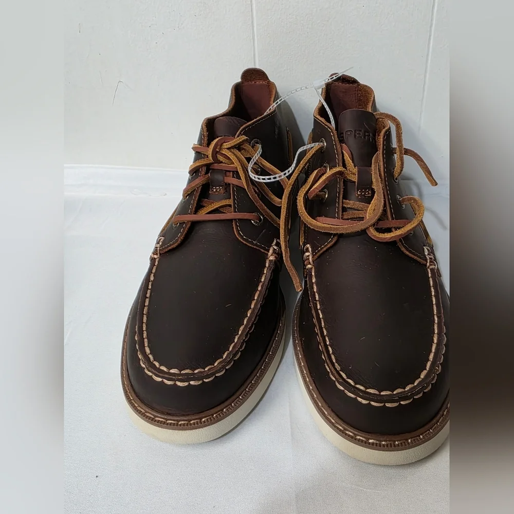 Sperry Authentic Original Chukka Boots Mens Size 11 Dark Beige Leather New